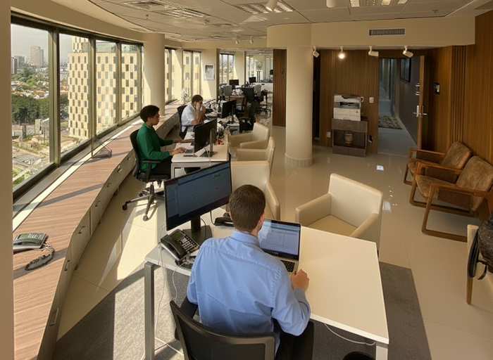 Equipe NowAid analisando dados em reunião de trabalho